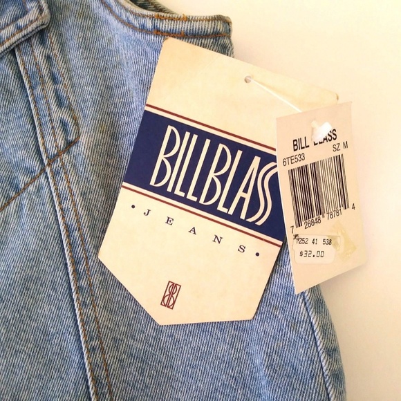SOLD!!  VTG 80s 90s BILL BLASS Denim Velvet Vest - Picture 5 of 8